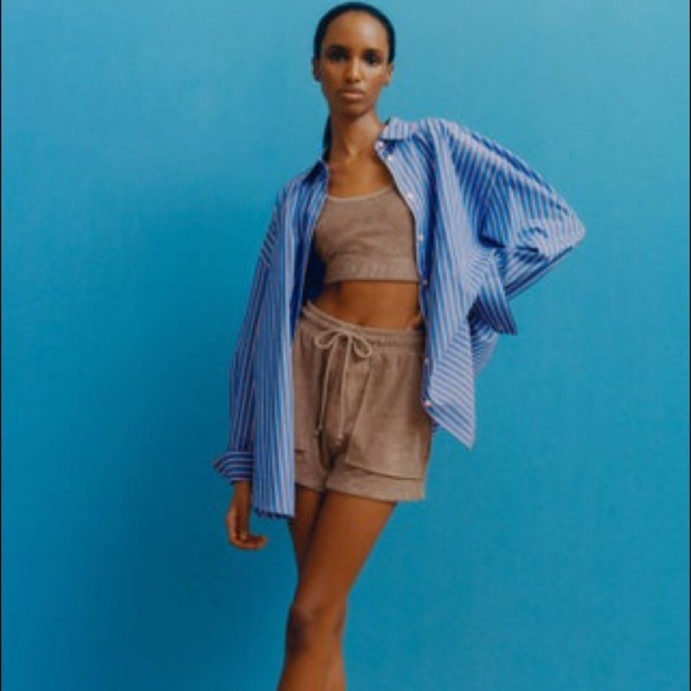 NWT Zara Terrycloth Crop Top and Shorts Set